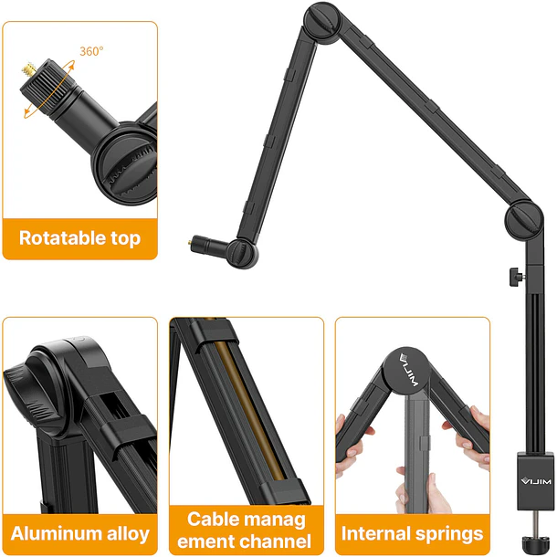 Vijim LS24 Brazo Multifuncional de Escritorio Para Cámara, Luz, Teléfonos o Accesorios 11