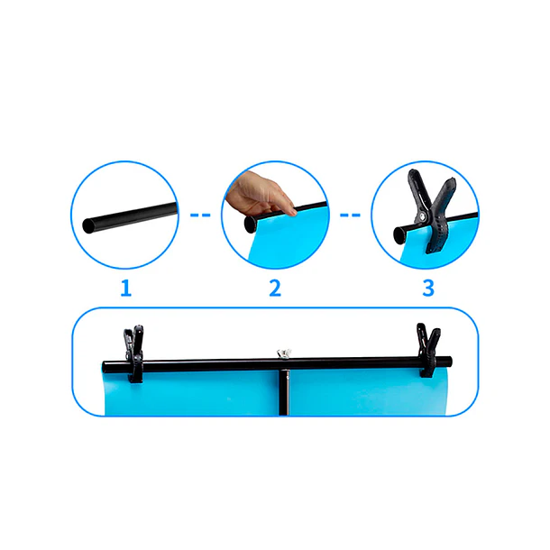 Fancier Mini Soporte de Fondos Para Fondos de PVC  68x68 Con Dos Pinzas 5