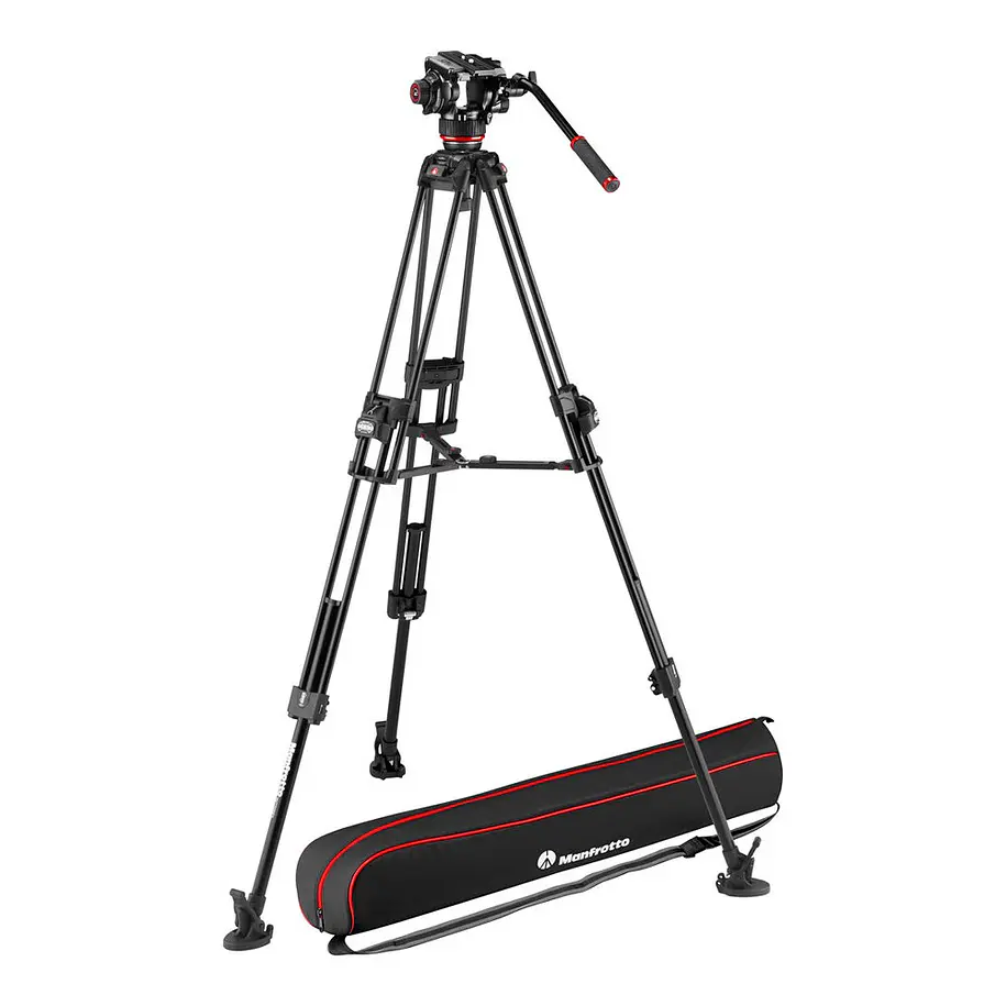 Manfrotto 504X Cabezal de video fluido y trípode de aluminio 645 FAST con esparcidor de nivel medio 1