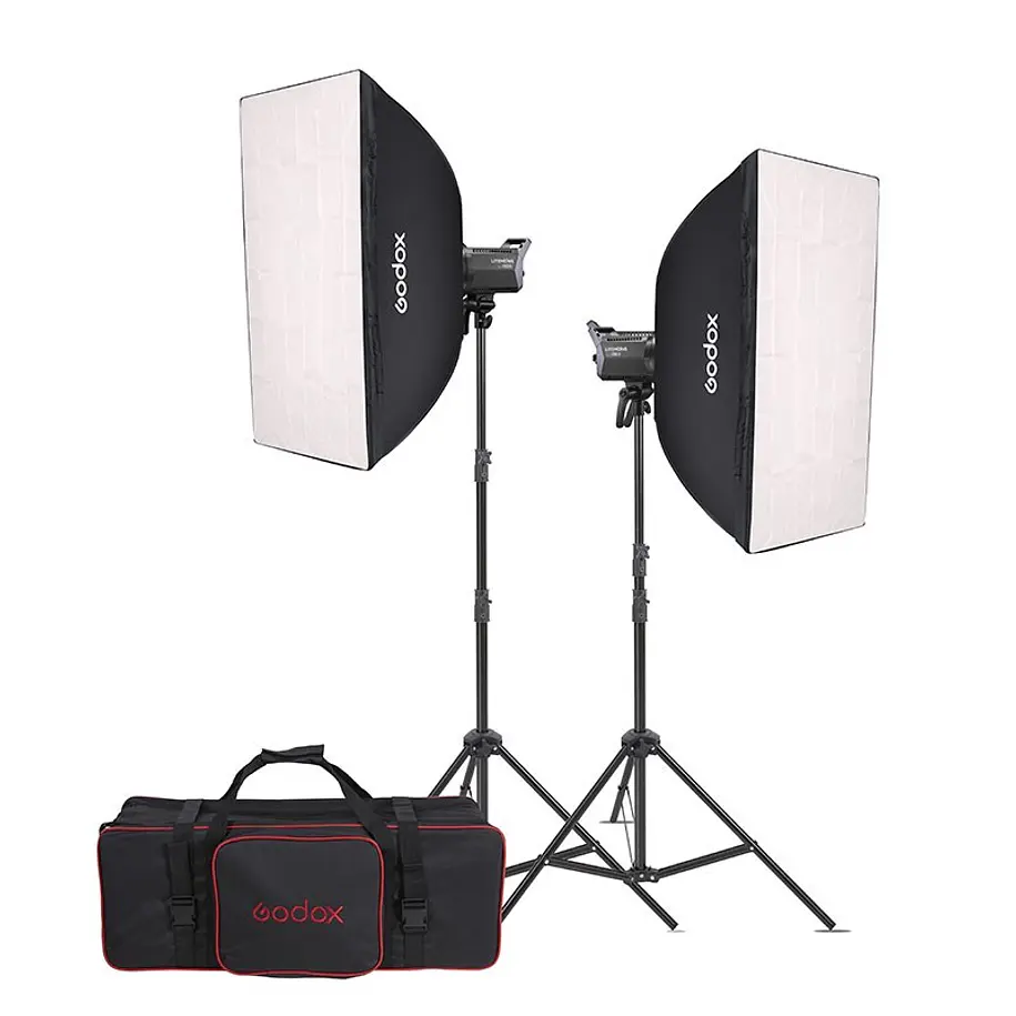 Godox LA150BI-K2 Set de 2 Luces Litemons LA150BI Bicolor Con Trípodes y Softboxes 10