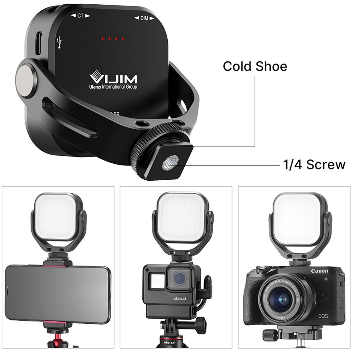 Vijim VL66 Luz Led Pequeña Rota en 360° 3200-6500K 13