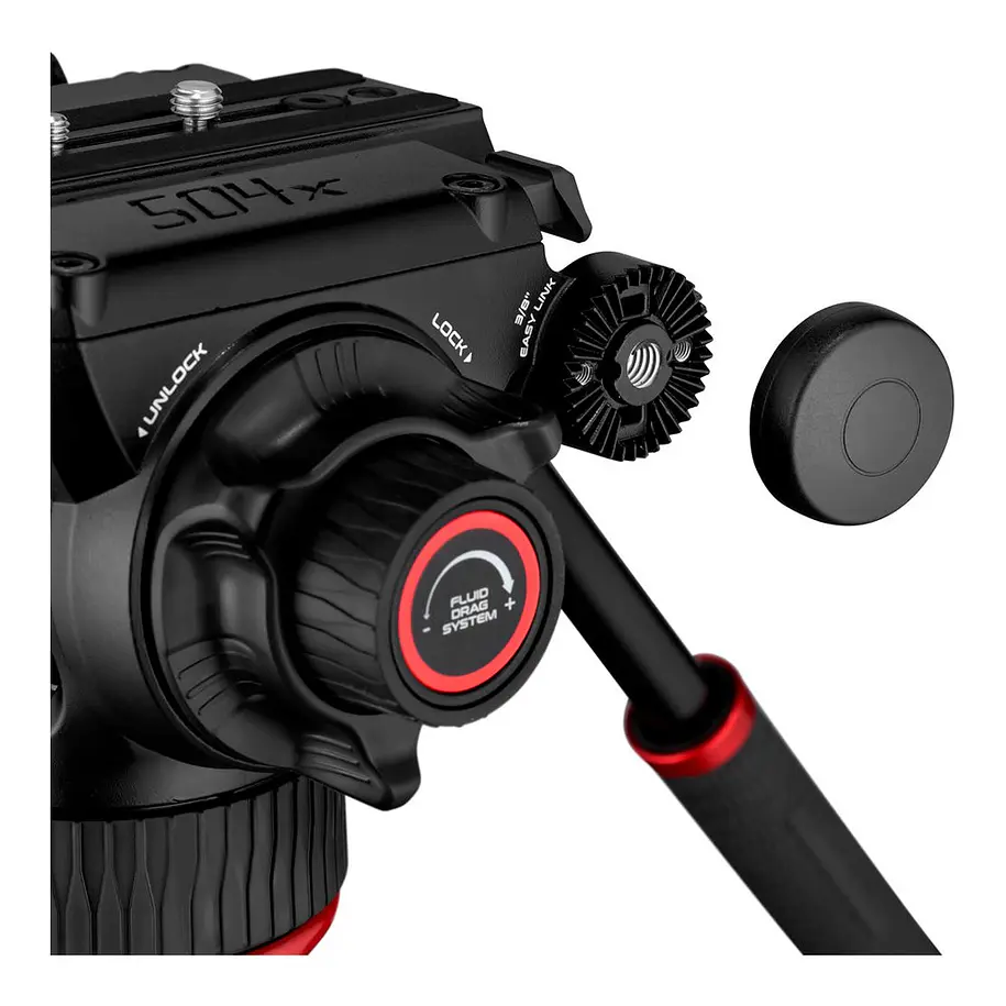Manfrotto 504X Cabezal de video fluido y trípode de aluminio 645 FAST con esparcidor de nivel medio 18