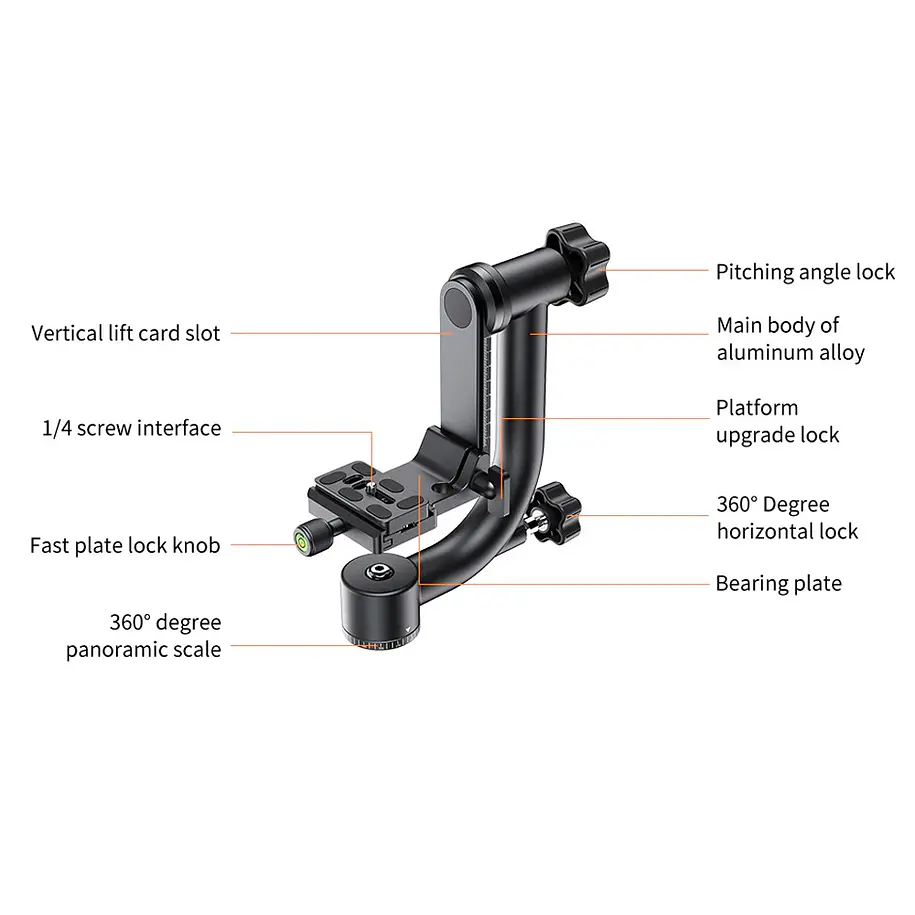 Fancier Cabezal Gimbal Soporta 14 kg Ideal Para Lentes Grandes 14