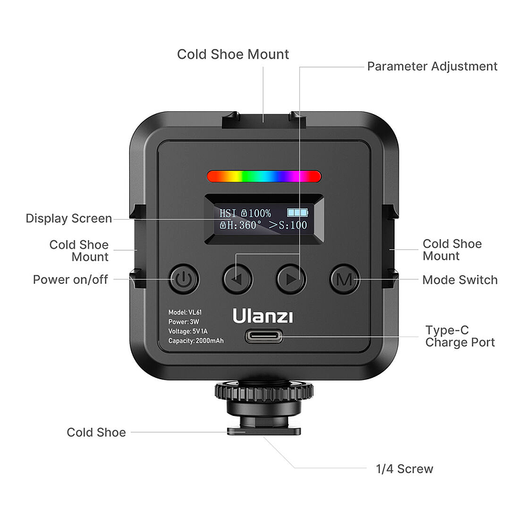 Ulanzi VL61 Lámpara de Leds RGB 15