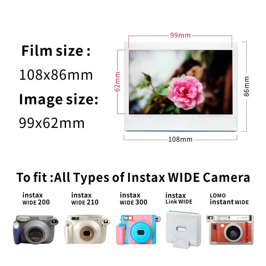 Fujifilm -Instax Wide Papel para Fotos Cámara Instantánea 20 unidades 2