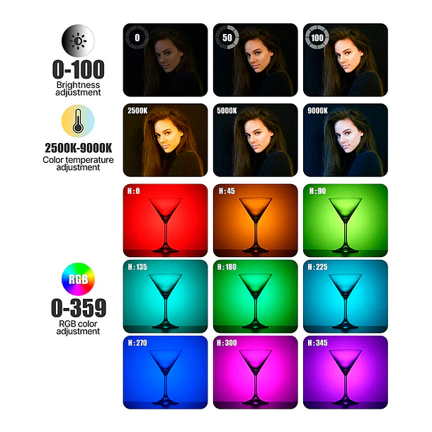 Ulanzi VL120 RGB Lámpara de Leds Con 20 Efectos Lumínicos 9