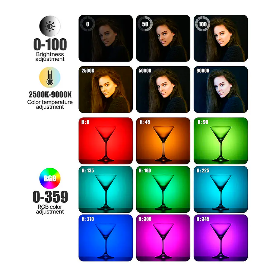 Ulanzi VL120 RGB Lámpara de Leds Con 20 Efectos Lumínicos 9