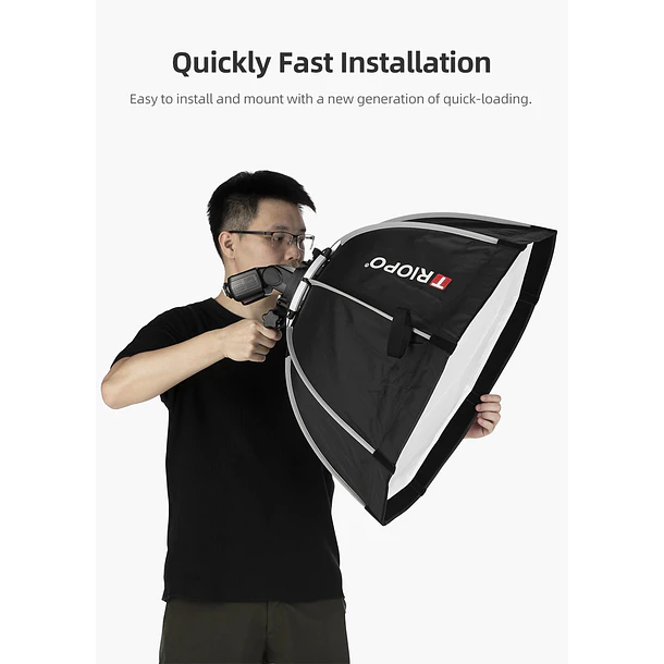 Triopo KX 90cm Softbox Para Flash Speedlight Redondo o Rectangular Con Soporte 1
