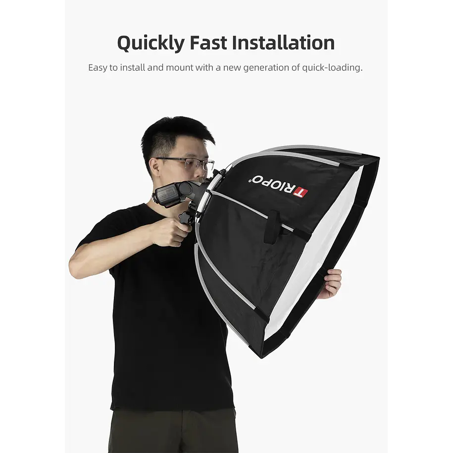 Triopo KX 90cm Softbox Para Flash Speedlight Redondo o Rectangular Con Soporte 1
