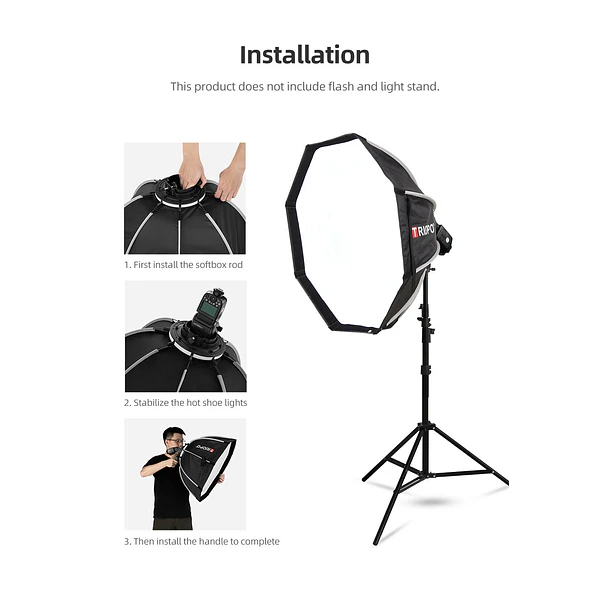 Triopo KX 90cm Softbox Para Flash Speedlight Redondo o Rectangular Con Soporte 3