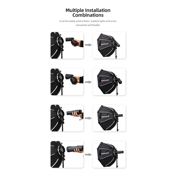 Triopo KX 90cm Softbox Para Flash Speedlight Redondo o Rectangular Con Soporte 4