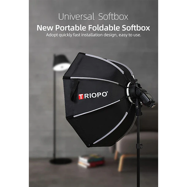 Triopo KX 90cm Softbox Para Flash Speedlight Redondo o Rectangular Con Soporte 5