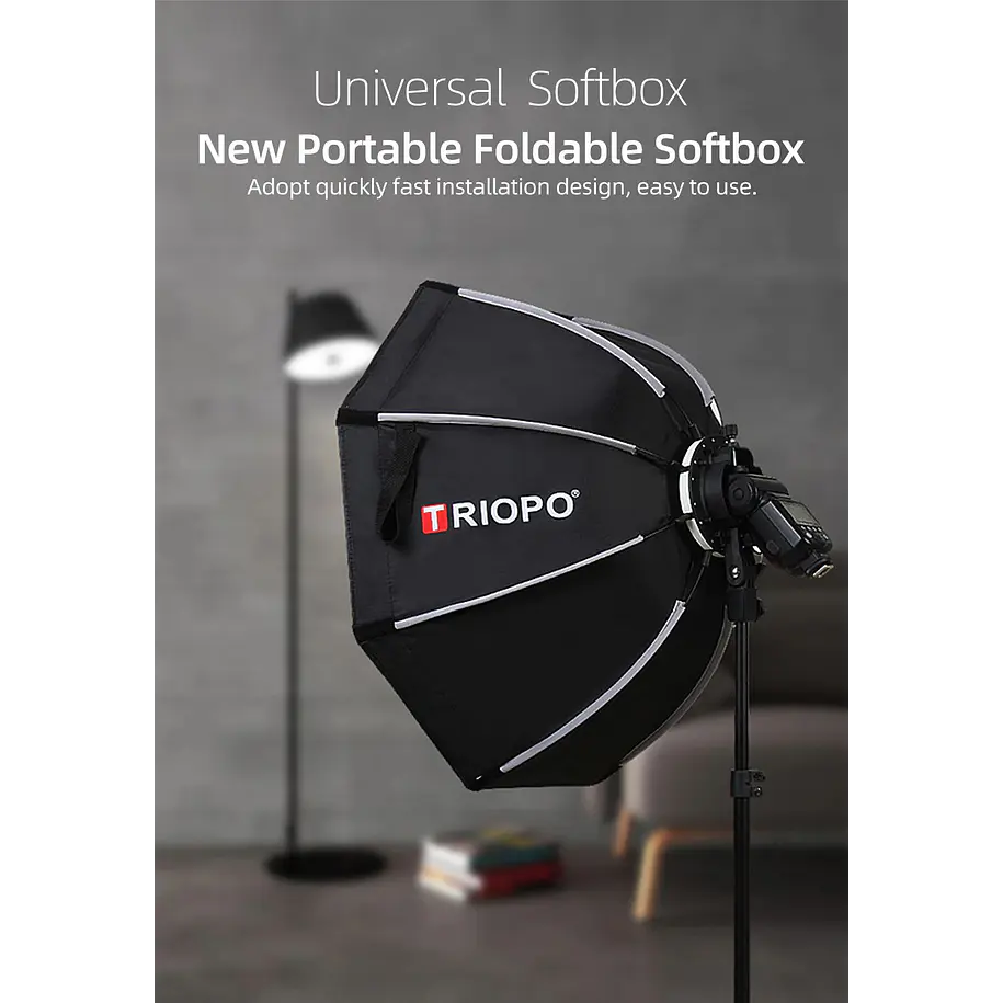 Triopo KX 90cm Softbox Para Flash Speedlight Redondo o Rectangular Con Soporte 5