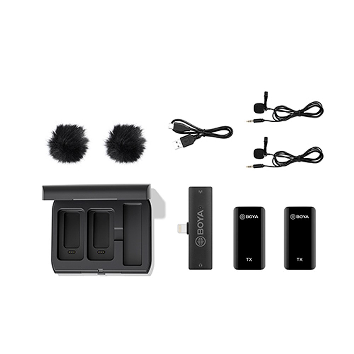 Boya BY-XM6-K4 Micrófono Doble Conector Lightning Para iOS con un estuche de carga portátil 4