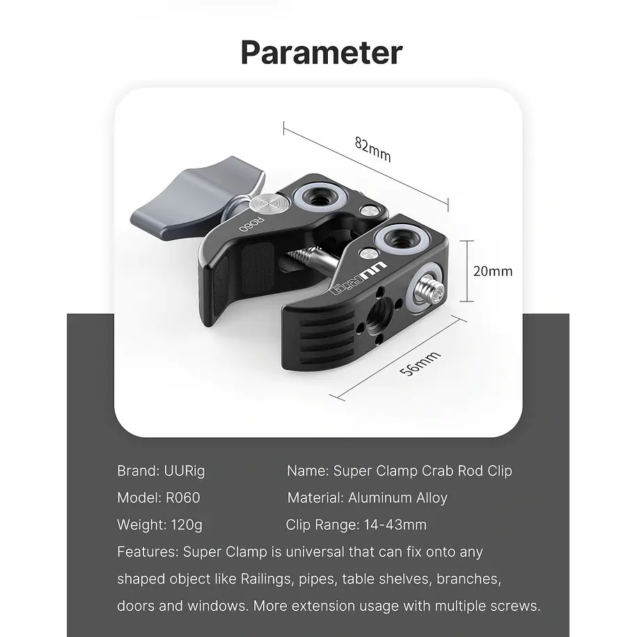 UuRig R060 Pinza Metálica Para Accesorios 10