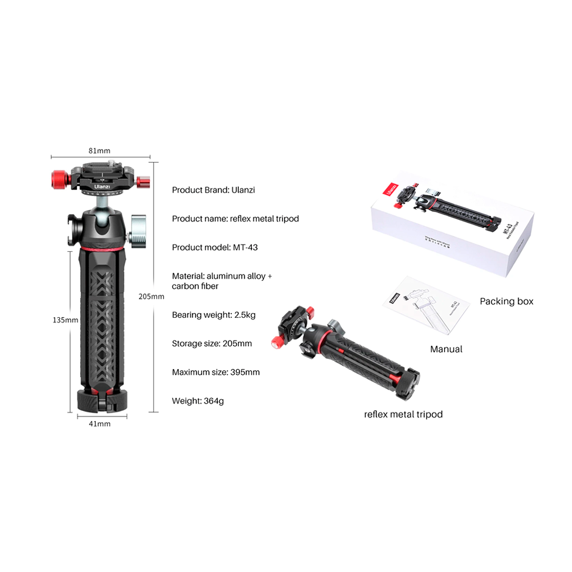 Ulanzi MT-43 Trípode de Fibra de Carbono Multifuncional 18