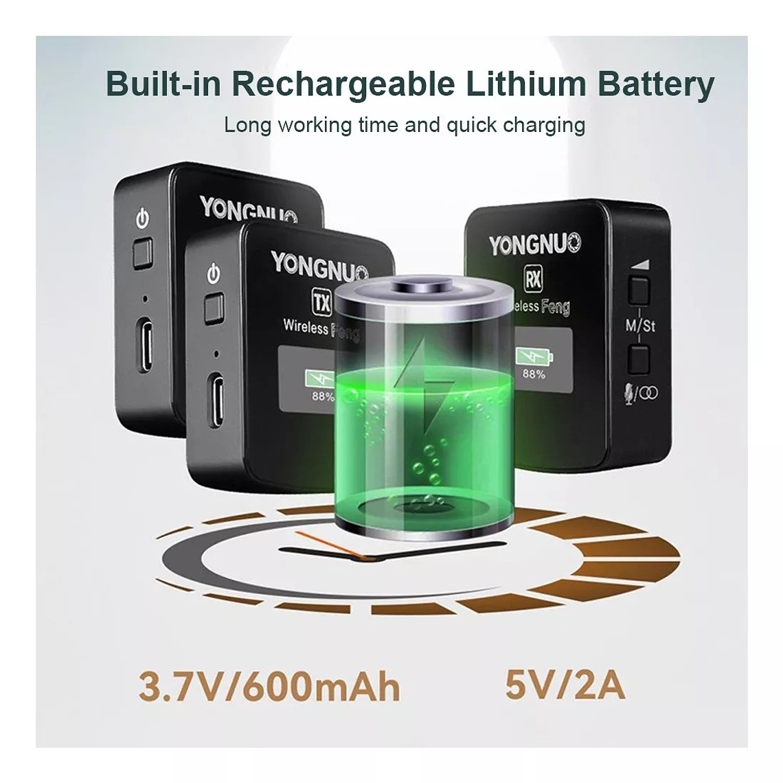 Yongnuo Feng-KIT Micrófono Digital Inalámbrico Doble Para Cámaras y Teléfonos 9