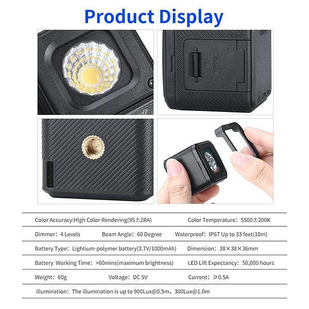 Ulanzi L1 Pro Lámpara Led Todo Terreno Para Cámaras y Cámaras Deportivas 7