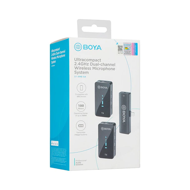 Boya BY-XM6-S4 Micrófono Digital Doble Para Dispositivos iOS Conector Lightning (2.4 GHz) 8