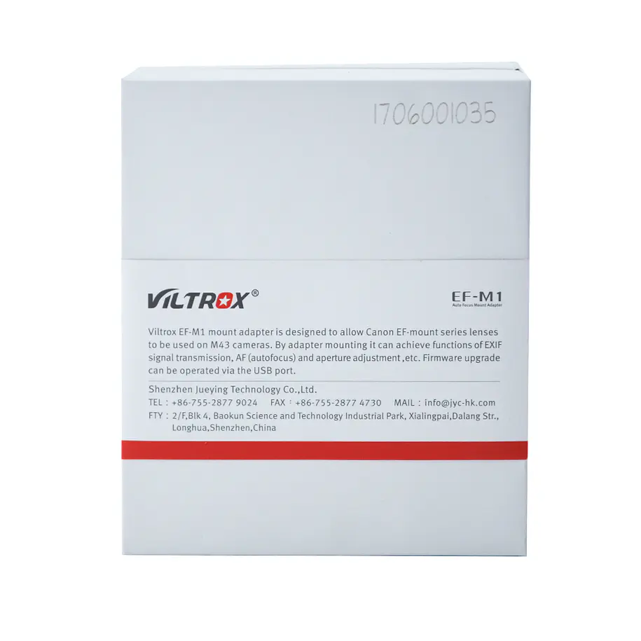 Viltrox EF-M1 Adaptador para lentes de montura Canon EF o EF-S de Canon para cámara Micro 4/3 5