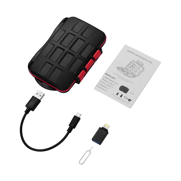 Lensgo USBKY-L Lector de Memorias Con Estuche Para  21 Memorias + Adaptador Lightning 3