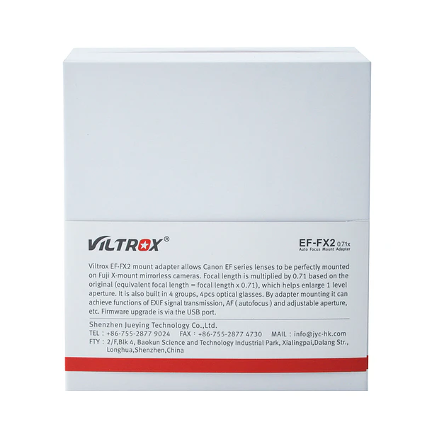 VIL-EF-FX2 0.71x Adaptador para lentes de montura EF o EF-S de Canon a cámara con montura X de FUJIFILM Con multiplicador 0,71X 5