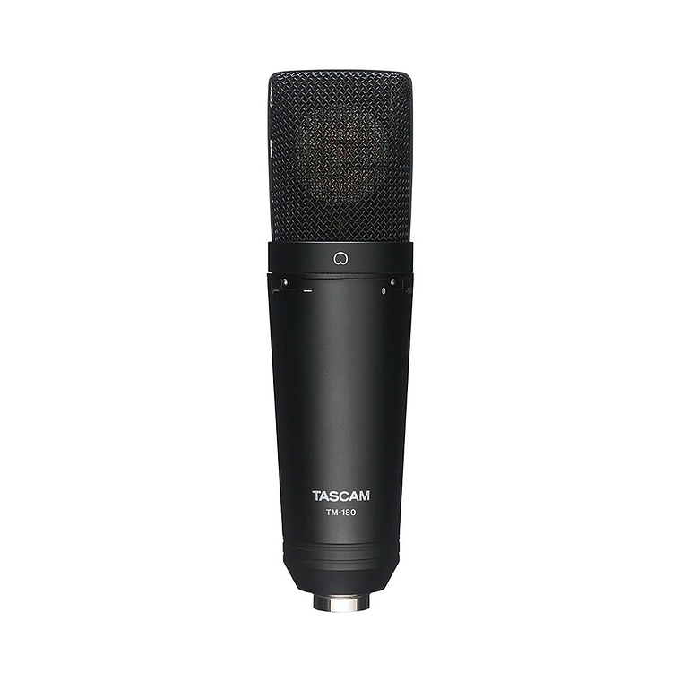 Tascam TM-180 Micrófono de condensador de estudio con amortiguador, estuche rígido y estuche blando con cremallera 1