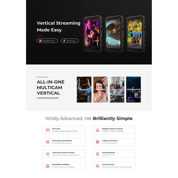 YoloLiv Instream Vertical Live Streaming Codificador y Monitor 6