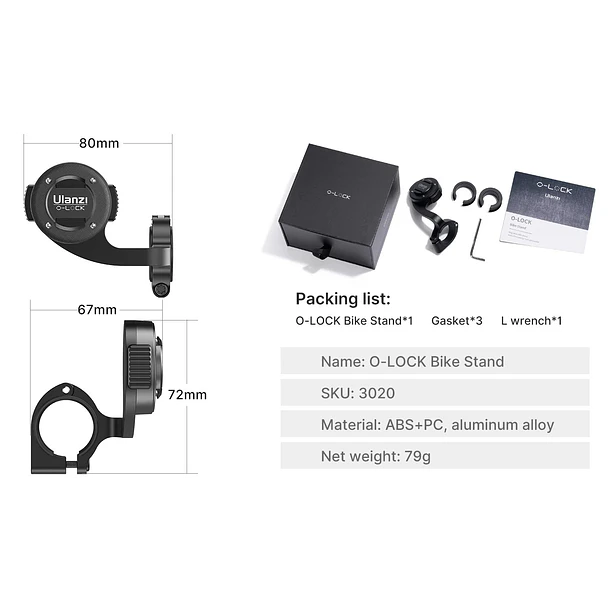 Ulanzi O-LOCK Soporte Para Bicicletas Compatible Con Accesorios O-LOCK (REQUIERE OTROS PRODUCTOS PARA FUNCIONAR) 11