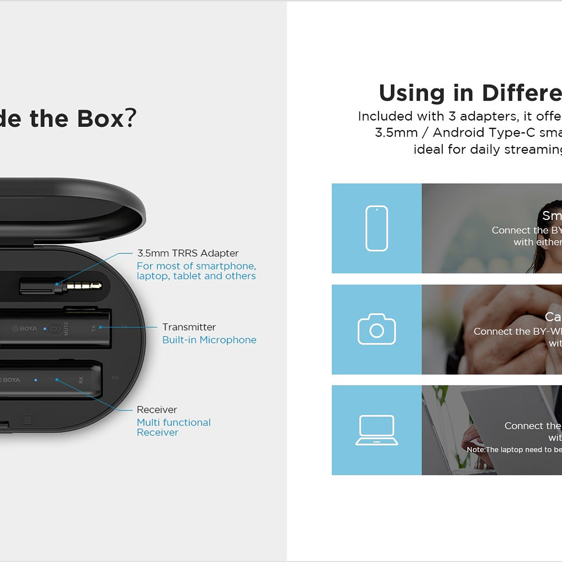 Boya BY-WM3U Micrófono Inalámbrico Para Cámaras, Smartphones y USB-C 10