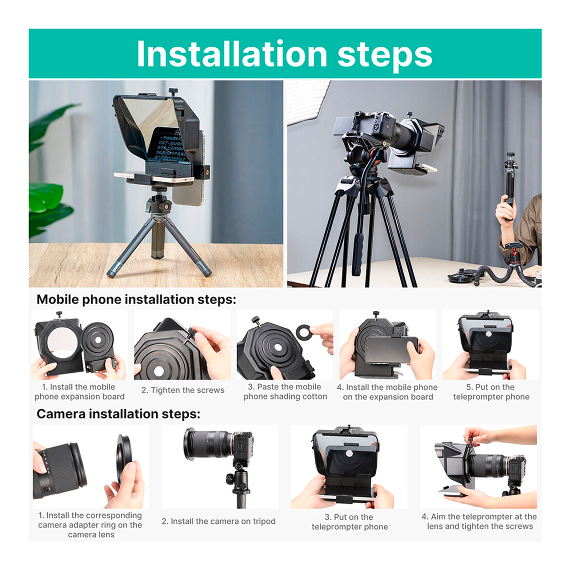 Ulanzi PT-15 Teleprompter Para Cámaras, Teléfonos y Accesorios 23