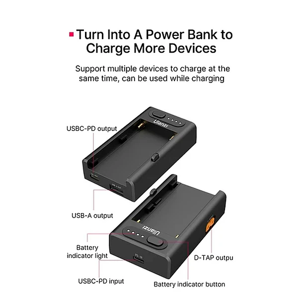 Ulanzi NP-F01 Cargador de batería multifuncional 11