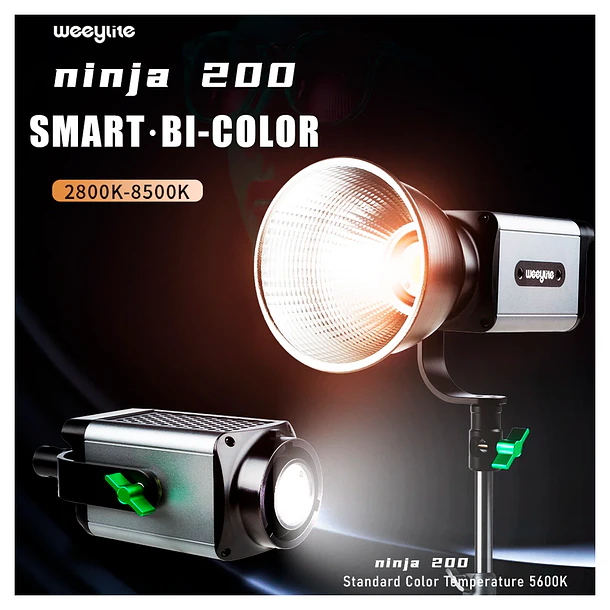 Weeylite Ninja 200 Cañón Luz Led continua 60W Con Adaptador Montura Bowens 8