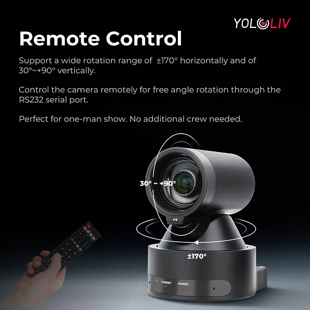 Yololiv Verticam 1080p Live Streaming Cámara PTZ  Vertical - Zoom Óptico 12X 11