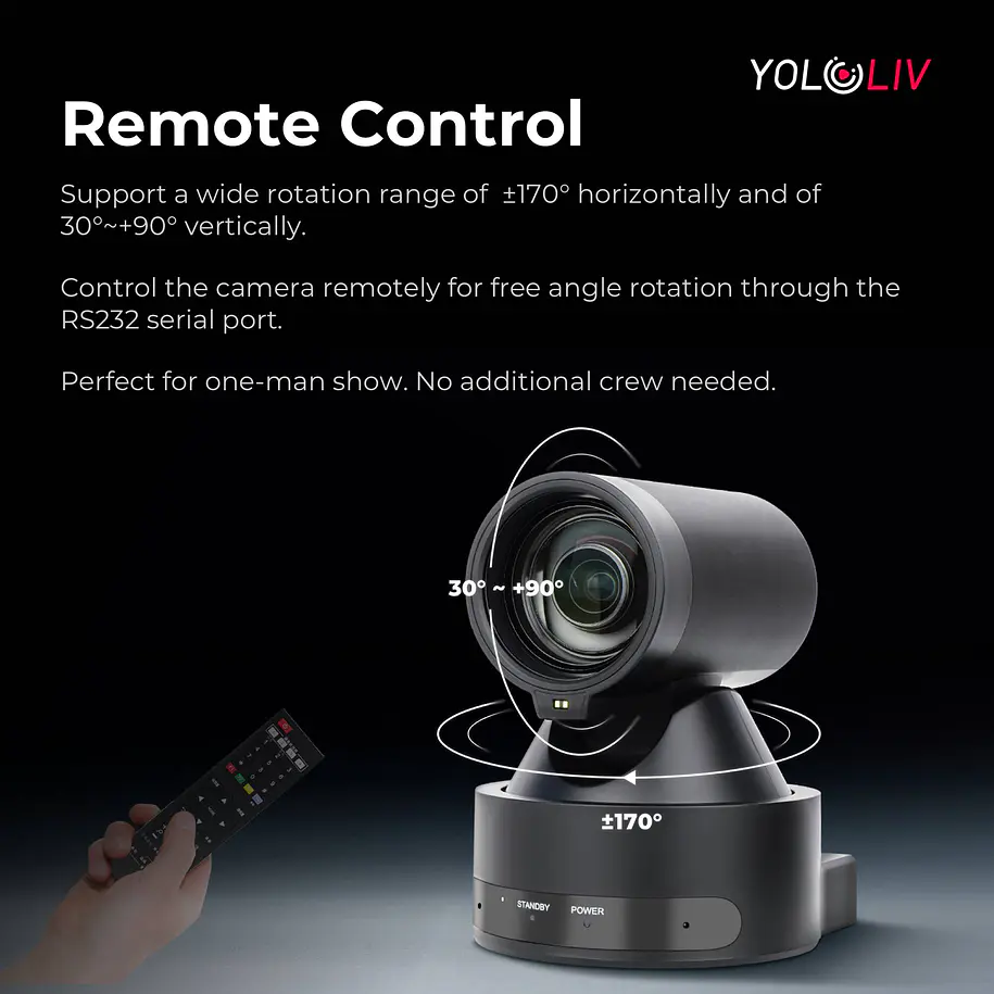 Yololiv Verticam 1080p Live Streaming Cámara PTZ  Vertical - Zoom Óptico 12X 11