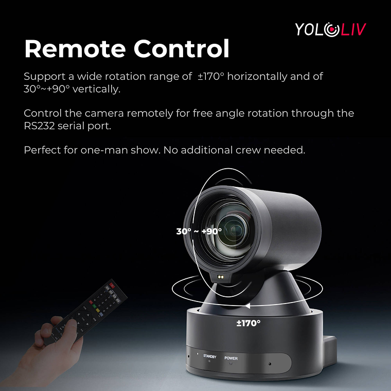 Yololiv Verticam 1080p Live Streaming Cámara PTZ  Vertical - Zoom Óptico 12X 11