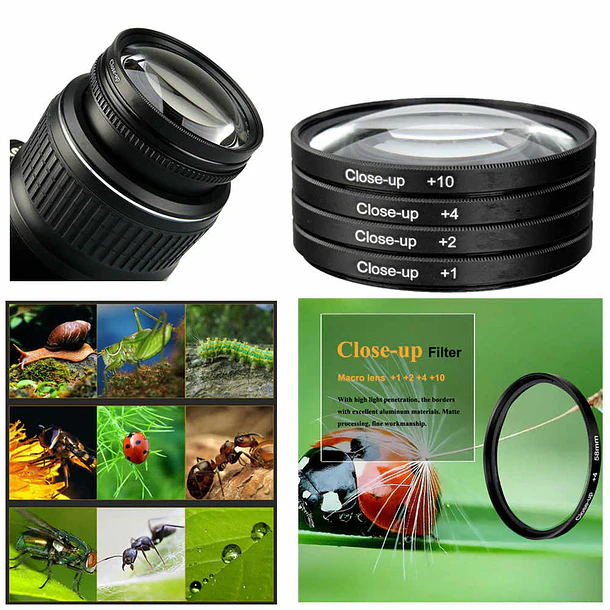 Fancier Close-Up Filtros 62mm Macro +1 +2 +4 +10 Con Estuche - Lentillas 4