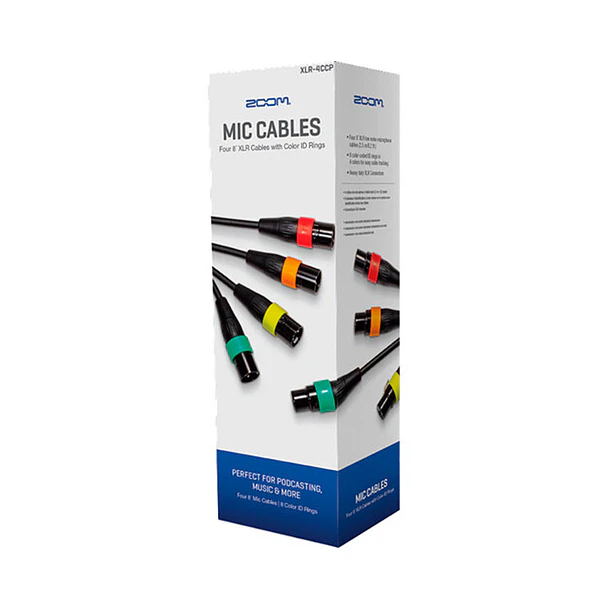Zoom XLR-4c/CP Pack de 4 Cables Micrófono Con Anillos de Colores 3