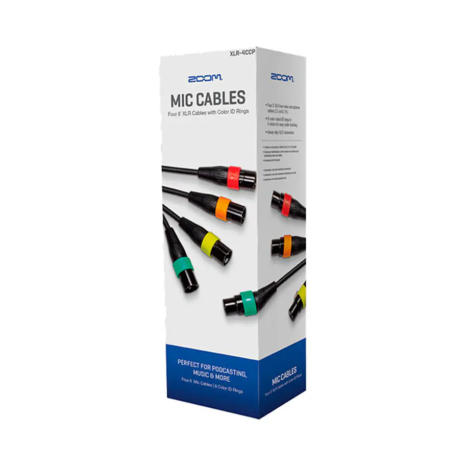 Zoom XLR-4c/CP Pack de 4 Cables Micrófono Con Anillos de Colores 3