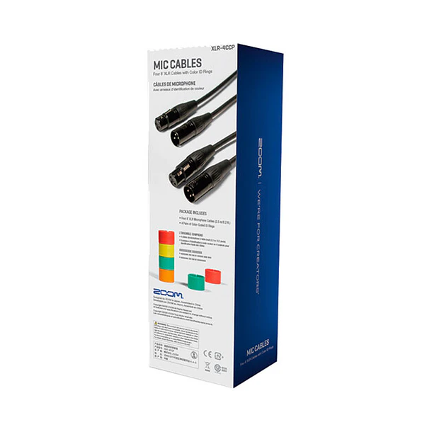 Zoom XLR-4c/CP Pack de 4 Cables Micrófono Con Anillos de Colores 4
