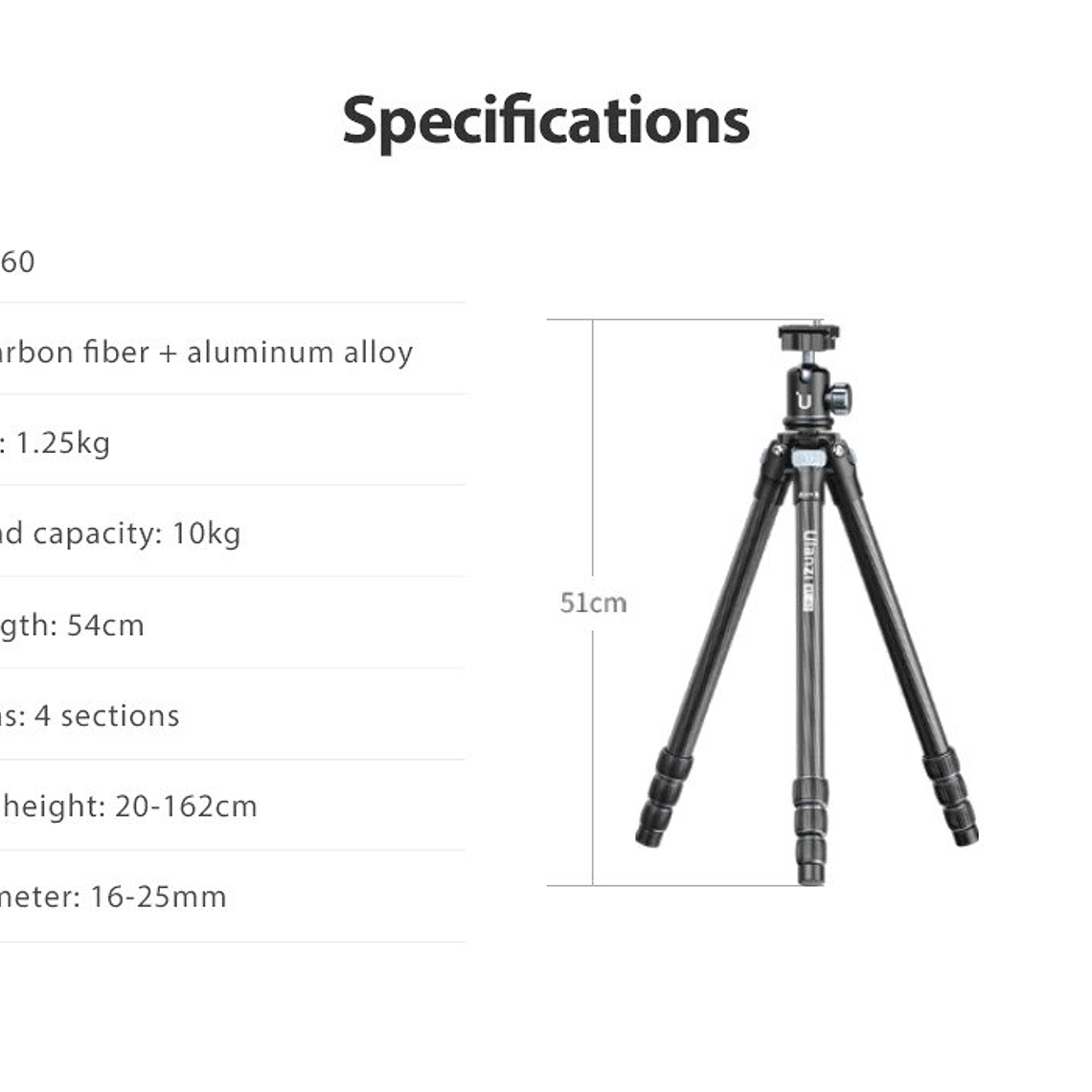 Ulanzi MT-60 Trípode Fibra de Carbono Con Monopie 13