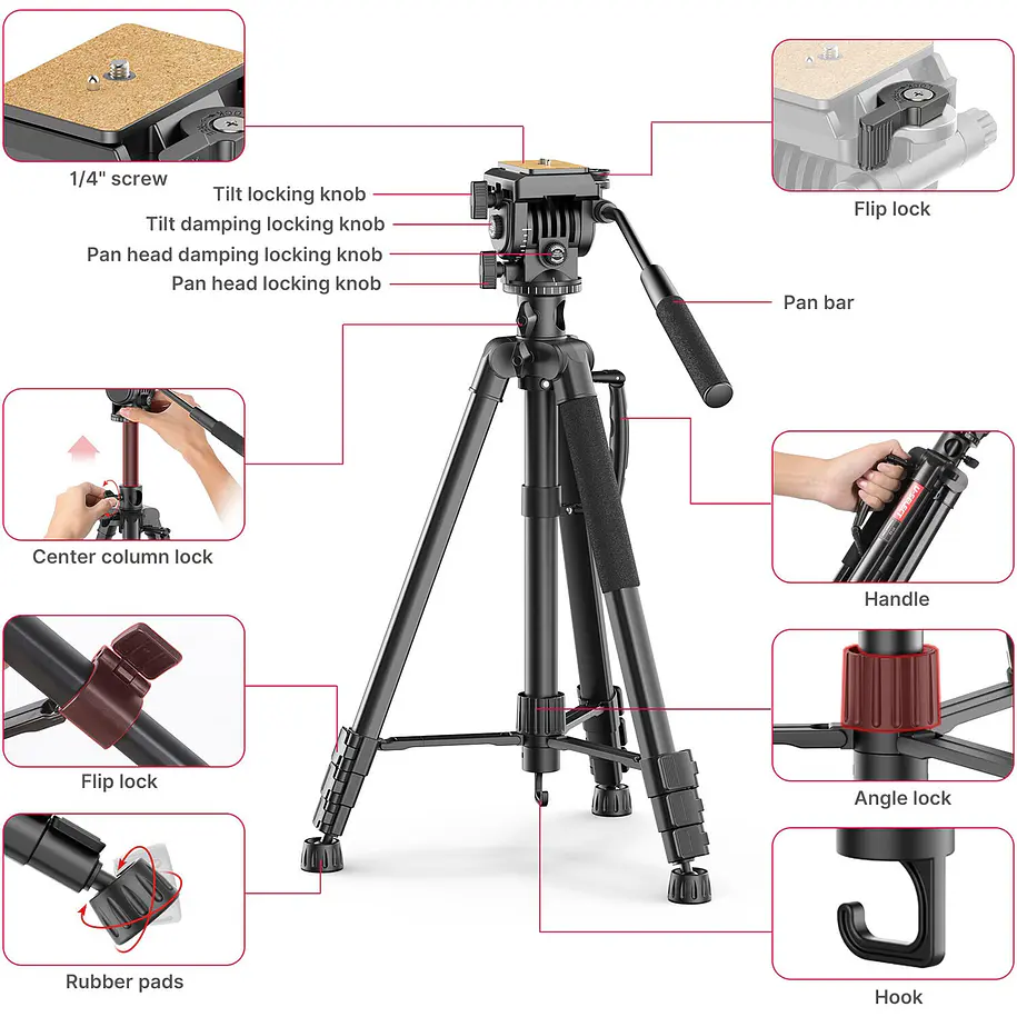 Ulanzi U-Select VT-02 Trípode Para Fotografía y Video 90 Grados 10