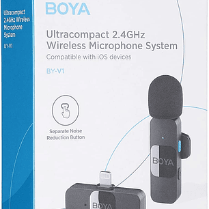Boya BY-V1 Micrófono Inalámbrico Ultra Compacto y Portable 2.4GHz Conector Lightning