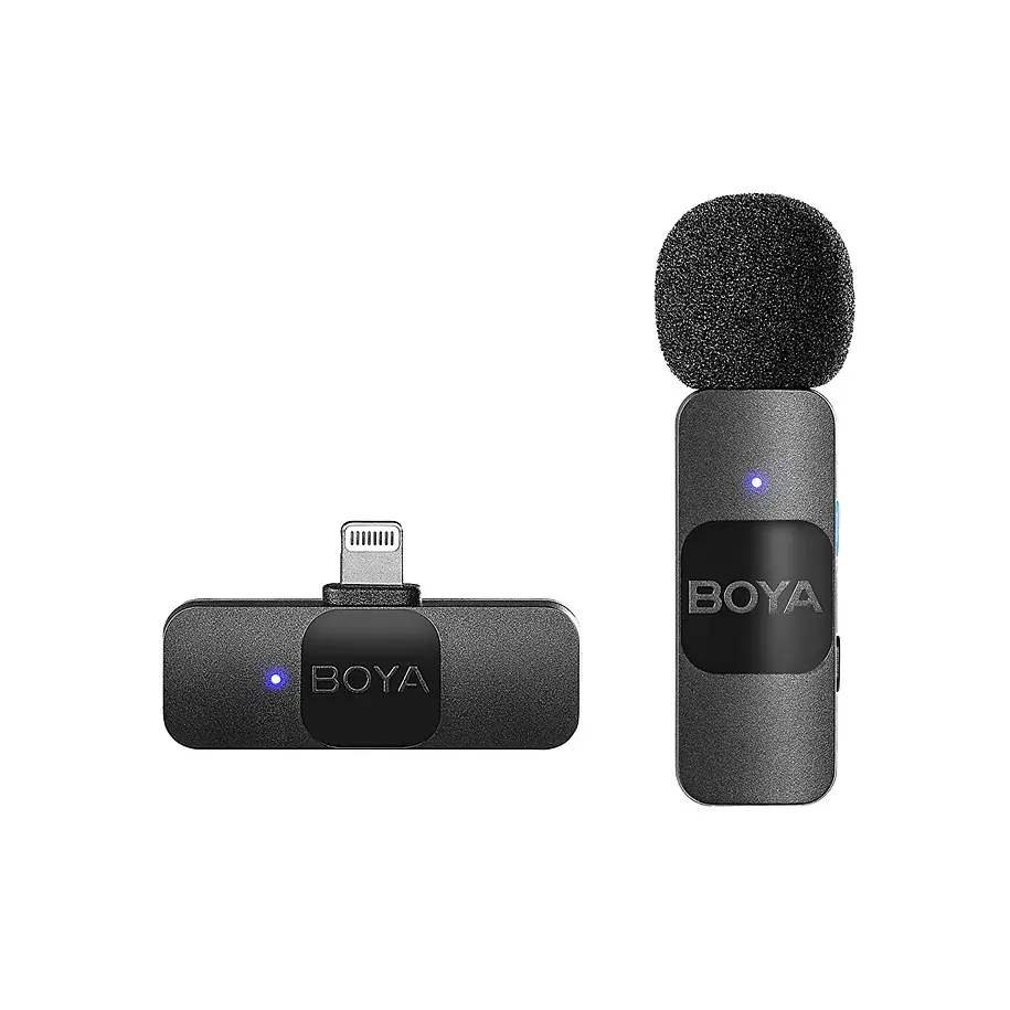 Boya BY-V1 Micrófono Inalámbrico Ultra Compacto y Portable 2.4GHz Conector Lightning 3