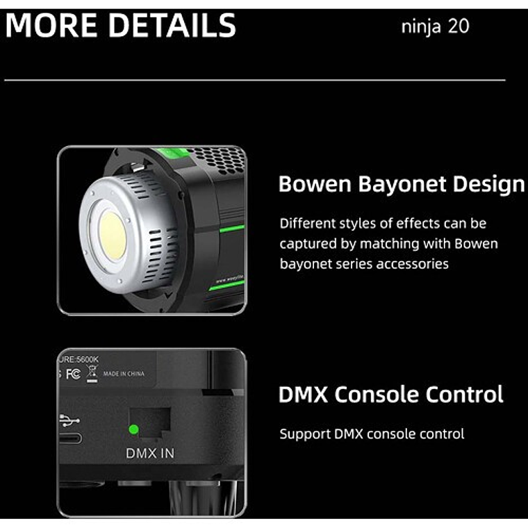Viltrox Weeylite Ninja 20B Cañon Led BiColor Montura Bowens 6800K-2800K 10