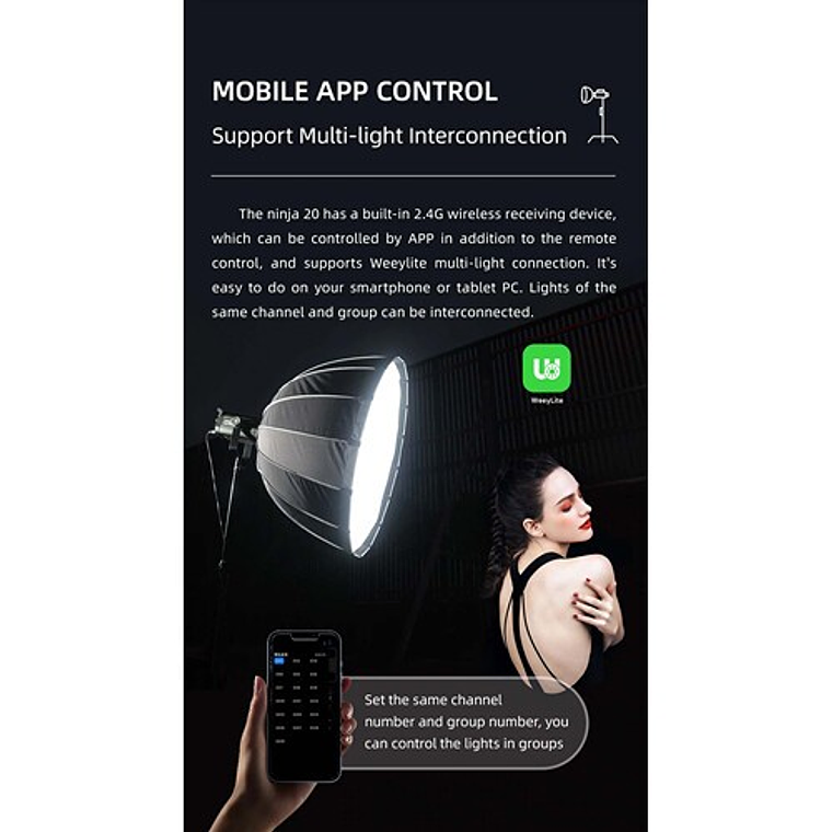 Viltrox Weeylite Ninja 20 Cañon Led 5.600K Montura Bowens 16