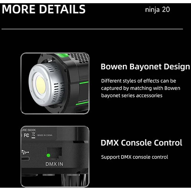 Viltrox Weeylite Ninja 20 Cañon Led 5.600K Montura Bowens 20