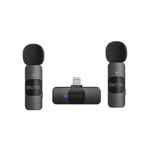 Boya BY-V2 Micrófono Inalámbrico Doble Ultra Compacto y Portable 2.4GHz Conector Lightning 1