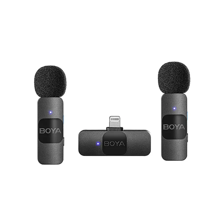 Boya BY-V2 Micrófono Inalámbrico Doble Ultra Compacto y Portable 2.4GHz Conector Lightning 1