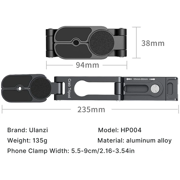 Ulanzi HP004 Crab Tripod Soporte Para Teléfonos en Trípode Multifunción 13